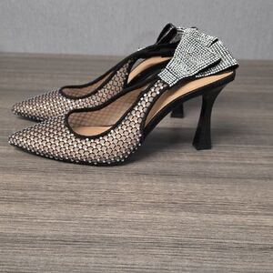 INC International Concepts Black and Silver Mesh Heels